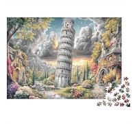 Leaning Tower 1000 Piece Puzzle Tuscan Village for Relaxation Experienced Jigsaw Fans Memory Improvement Housewarming Gift 38x26cm/1000pcs