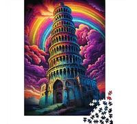 Leaning Tower Colorful Sky 1000 Piece Jigsaw Puzzle Paper for Adults Relaxation Focus Home Decor 38x26cm/1000pcs