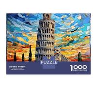 Leaning Tower Mosaic Sky 1000 Piece Jigsaw Puzzle Paper Puzzle Game for Adults Relaxation Focus Home Decor Gift 38x26cm/1000pcs