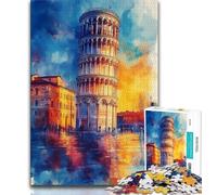 Leaning Tower of Pisa at Sunset Jigsaw Puzzles for Adults 1000 Jigsaws,Help The Brain Exercise Addictive Toys to Cultivate Patience Parent-child Interaction 38x26cm