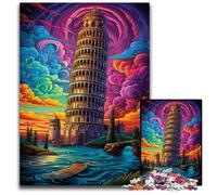Leaning Tower of Pisa Italy Jigsaw Puzzles for Adults, 1000 Piece Wooden Jigsaw Family Activity, Brain Teaser, Home Decor, 1000 PCS(75x50cm)