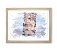 Leaning Tower of Pisa Italy V3 Modern Framed Print | A3 Oak Framed Wall Art | Ready to Hang | Modern Cityscape Picture | Living Room Bedroom Lounge Office