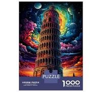 Leaning Tower of Pisa Jigsaw Puzzle for Adults 1000 Piece Jigsaw Puzzle Night Sky Relaxing Gift Home Decor 38x26cm/1000pcs