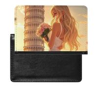 Leaning Tower of Pisa Woman Passport Holder Cover PU Leather Passport Wallet Organizer Protector Slim Travel Accessories
