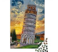 Leaning Tower Painting 1000 Pieces Thickened Jigsaw Puzzle Grown-Ups Easy Store Relaxation Hobby Teaser 70x50cm/1000pcs