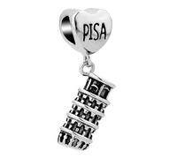 Leaning Tower Pisa Italy Charm Compatible with Pandora Bracelets Women Jewellery Family Vacation Travel Europe Landmark