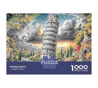 Leaning Tower Scene Jigsaws for Adults Challenging Puzzle Games The Impossible Challenge 1000 Piece Cute Difficult Hard Jigsaw Puzzles for Man And Woman with Letters on Back 70x50cm/1000pcs