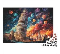 Leaning Tower Stars Jigsaw Puzzle 300 Pieces for Adults | 40x28cm Quality Cardboard, Sharp HD Print, Tight Interlock Fit, Clean Finish, Stress Relief, Birthday Gift