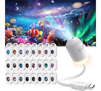 Leannae Galaxy Projector Night Light with 24 Films 2in1 Holographic Star 5d Projector Plug and Play hd Star Smart Ceiling Projectors Lamp 360° Space Starry Sky USB Projection