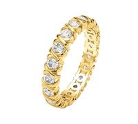 Leaocean 18K Gold Plated Solid Cubic Zirconia Simulated Diamond Stackable Eternity Ring for Women 4mm and 6mm Stackable Gold Rings Dainty Fashion Jewelry Promise Engagement Wedding Band