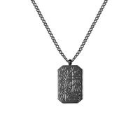 Leaocean Arabic Islamic Calligraphy Quran Necklace Muslim Pendant Corroded Rectangular Arabic You Are Enough Stainless steel Pendant Necklace Empowering Power Meaningful Birthday Jewelry for Men