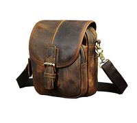 Le'aokuu Men Leather Mini Messenger Crossbody Bag Hook Organizer Waist Belt Bag Pack Cigarette Case 1168(1168 brown)