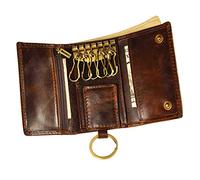 Le'aokuu Mens Genuine Leather Car Key Case Loop Hook Coin Case Cover Wallet Snap 1064（A Coffee）