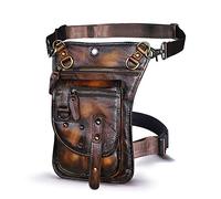 Le'aokuu Mens Genuine Leather Messenger Travel Outdoor Hip Bum Fanny Belt Waist Pack Drop Leg Thigh Bag 2141（2141 Burgundy）