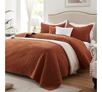 LEAONME Quilt Set King Size 3 Pieces, Lightweight Burnt Orange/Rust Bedspread-98''x106'', Soft Microfiber Summer Quilt, Luxurious Warm Coverlet Set for All Seasons (includes 1 Quilt, 2 Shams)