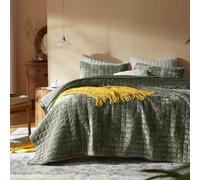 LEAONME Velvet Quilt Full/Queen Size-90''x98'', Lightweight Olive Green Velvet Comforter Set with 2 Pillow Shams, Soft Bedspread Coverlet Quilted Bedding Set for All Season