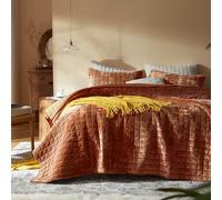 LEAONME Velvet Quilt King Size-98''x106'', Lightweight Burnt Orange Velvet Comforter Set with 2 Pillow Shams, Soft Bedspread Coverlet Quilted Bedding Set for All Season