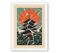 Leap Against the Sun Retro Framed Wall Art Print A2 (59.4×42cm) White, Wall Decor for Living Room, Bedroom, Office & Home, Ready to Hang, Art Gift