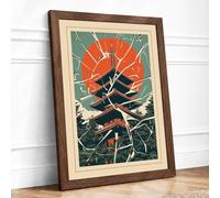 Leap Against the Sun Retro Framed Wall Art Print A3 Walnut