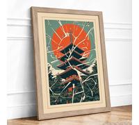 Leap Against the Sun Retro Framed Wall Art Print A4 (29.7×21cm) Oak, Wall Decor for Living Room, Bedroom, Office & Home, Ready to Hang, Art Gift