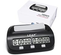 LEAP Chess Clock Timer for Chess and 2 Players Board Game with Bonus (Fisher) and Delay Features Black