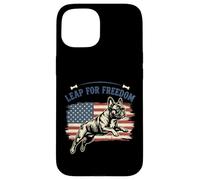 Leap for Freedom French Bulldog USA Flag Case for iPhone 15