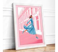Leap in Pink Framed Wall Art Print A4 White