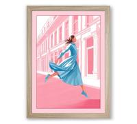 Leap in Pink Modern Framed Wall Art Print A4 (29.7×21cm) Oak, Wall Decor for Living Room, Bedroom, Office & Home, Ready to Hang, Art Gift
