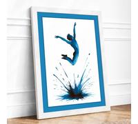 Leap Into Blue Framed Wall Art Print A1 White