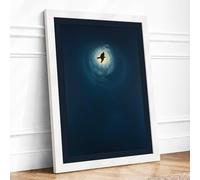 Leap Into Light Minimalist Framed Wall Art Print A2 White
