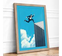 Leap of Faith Framed Wall Art Print A4 Oak | Ready to Hang, Premium Gi Paper, Fade-Resistant Inks, Securely Packaged, UK Made