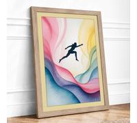 Leap of Faith Modern Framed Wall Art Print A2 (59.4×42cm) Oak, Wall Decor