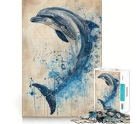 Leap of The Dolphin 1000 Piece Jigsaw Puzzles for Adults Jigsaw Unwind Game Perfect Connection Playful Challenge Room Art (38x52cm)