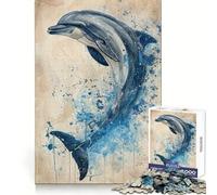 Leap of The Dolphin Jigsaw Puzzles for Adults 1000 Pieces Creative Play True Detail Real Challenge Art Decor (38x26cm)