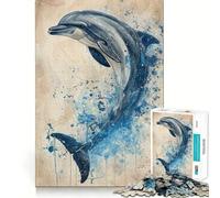 Leap of The Dolphin Jigsaw Puzzles for Adults 1000 Pieces Creative Play True Detail Real Challenge Art Decor (38x26cm)