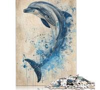 Leap of The Dolphin Jigsaw Puzzles Puzzles for Adults Kids. 1000 Pieces Great Gifts Challenge Toy Educational Game Home Decoration for Adults& Kids Age 14 Years Up 1000pcs (75x50cm)