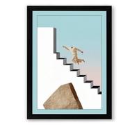 Leap Over Stairs Modern Framed Wall Art Print A1 (84.1×59.4cm) Black, Wall Decor for Living Room, Bedroom, Office & Home, Ready to Hang, Art Gift