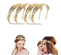 LeapBeast 4 Pezzi Gold Headpiece Headband Bride, Roman Goddess Headband, Laurel Wreath, Golden Hair Accessories Women, for Wedding, Party, Dance Party, Fashion Show, 5 Pieces, Headpiece