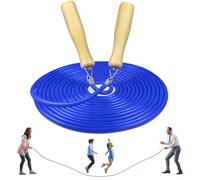 LeapBeast Groups Rope Skipping, Multiplayer rope skipping Best Team Long Jump Rope with Wooden Handle for School Sport and Outdoor Activity 5Meters -7Meters -10Meter (C Mod. - Blue, 7M)