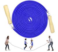 LeapBeast Groups Rope Skipping, Multiplayer rope skipping Best Team Long Jump Rope with Wooden Handle for School Sport and Outdoor Activity 5Meters -7Meters -10Meter (B Mod. - Blue, 10M)