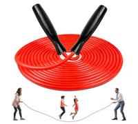 LeapBeast Groups Rope Skipping, Multiplayer rope skipping Best Team Long Jump Rope with Wooden Handle for School Sport and Outdoor Activity 5Meters -7Meters -10Meter (D Mod. - Red, 5M)
