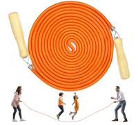 LeapBeast Groups Rope Skipping, Multiplayer rope skipping Best Team Long Jump Rope with Wooden Handle for School Sport and Outdoor Activity 5Meters -7Meters -10Meter (B Mod. - Orange, 7M)