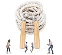 LeapBeast Groups Rope Skipping, Multiplayer rope skipping Best Team Long Jump Rope with Wooden Handle for School Sport and Outdoor Activity 5Meters -7Meters -10Meter (A Mod. - Beige, 7M)