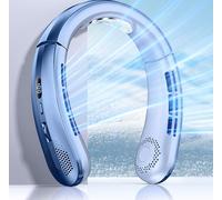 Leaper 100-Speed Portable Ultra Quiet Bladeless Neck Fan in Blue Leaper Blue