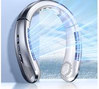 Leaper 100-Speed Portable Ultra Quiet Bladeless Neck Fan in Grey Leaper Grey