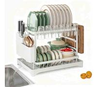 Leaper 1pc Dish Drying Rack For Kitchen Counter Over The Sink - White