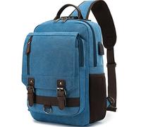 Leaper Canvas Messenger Bag Anti-Theft Crossbody Bags Sling Bag with USB Sky Blue XL
