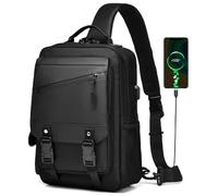 Leaper Crossbody Messenger Bag for Men: 13L Multi-pocket Satchel Sling Shoulder Bags for Travel Daily Work, Black, L