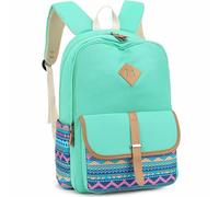 Leaper Geometric Canvas School Backpack for Kids Girls Travel Shoulder Bag Laptop Bag Bookbag Daypack Water Blue