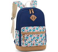 Leaper Hedgehog Canvas Backpack School Backpack Casual Shoulder Bag Satchel Daypack Dark Blue